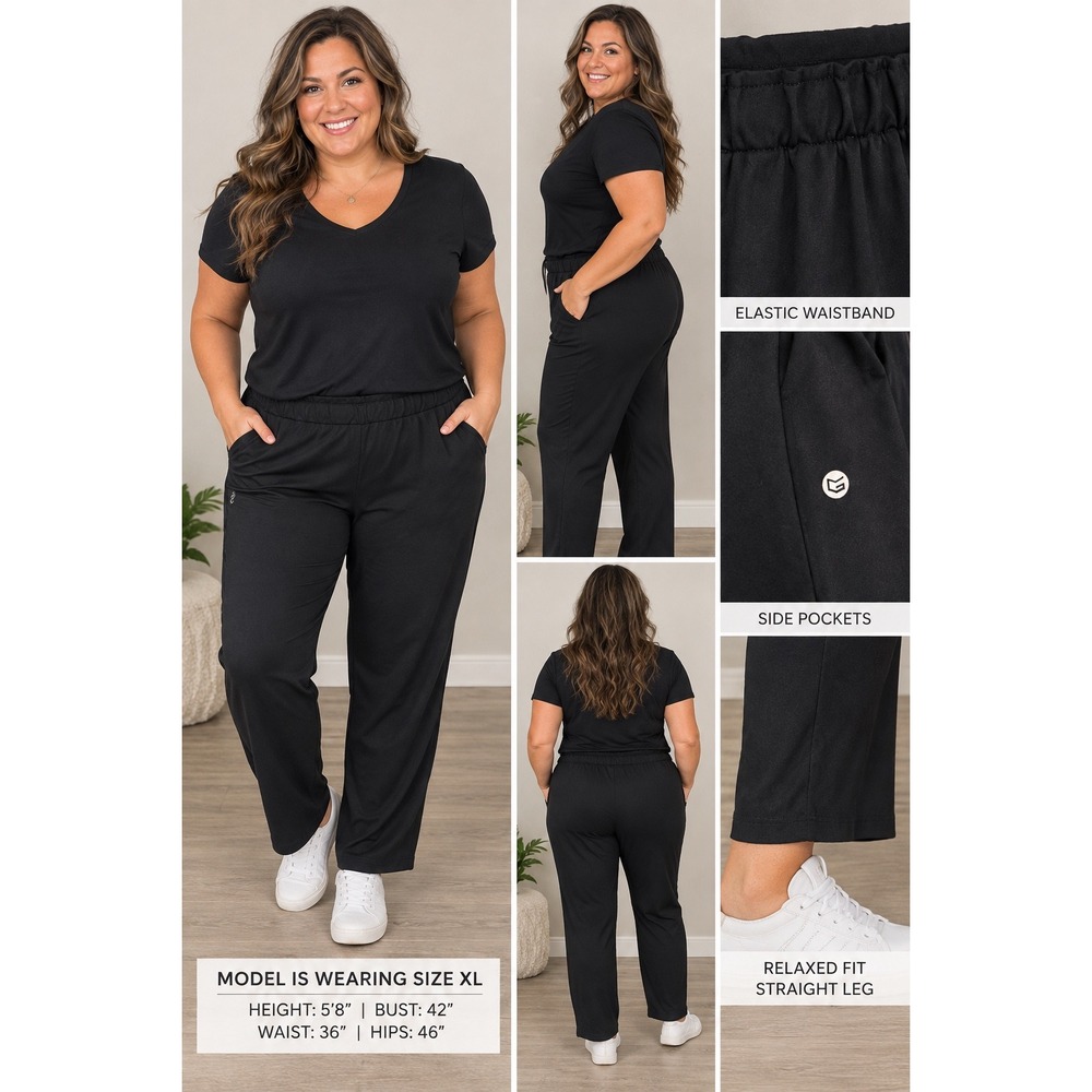 Free Spirit Womens Black Athletic Jogger Pants Size XL Elastic Waist Pockets